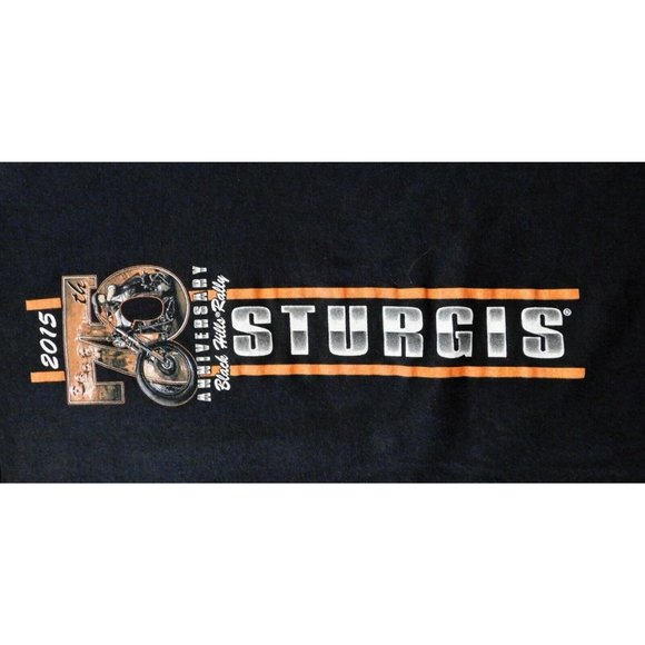 Sturgis 75th Anniversary 2015 Tee Shirt M L Black Motorcycle Short Sleeve Cotton - Picture 4 of 7